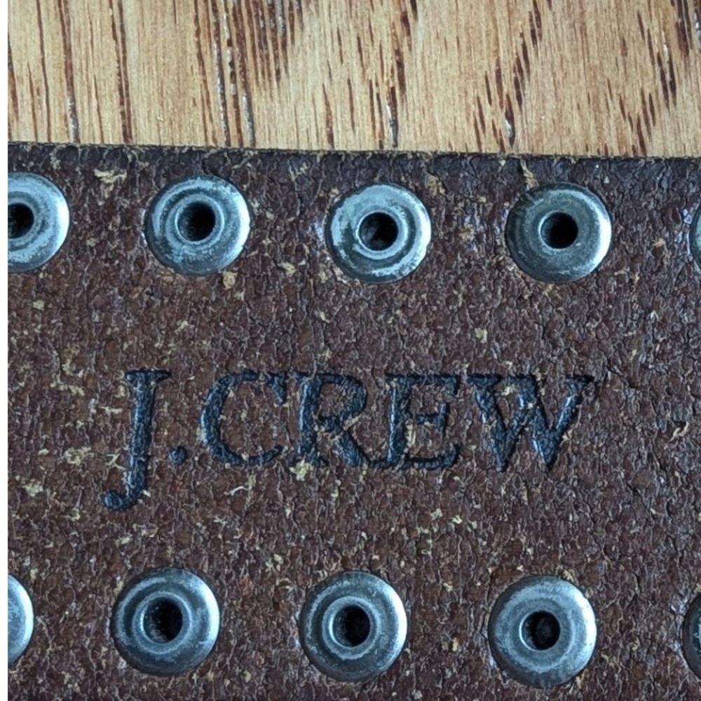 Vtg J.Crew Grommet Belt Brown Leather Ring Buckle Made in England Sz L/XL 40in - Picture 6 of 7